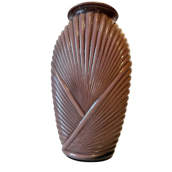 Vintage Hollywood Regency Miami Art Deco Glass Vase Mauve Pink 13" Tall - Picture 1 of 8